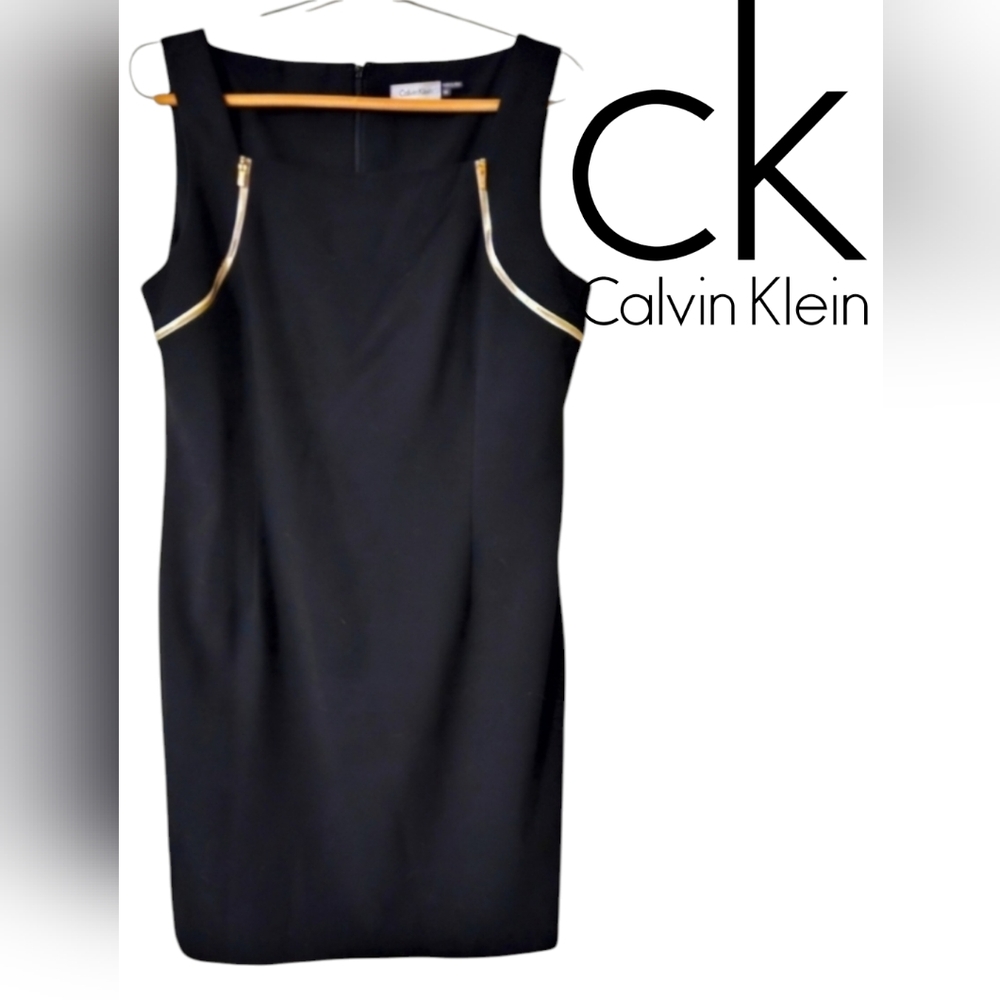 CALVIN KLEIN Sleeveless Sheath Dress ( Black), Size 14
